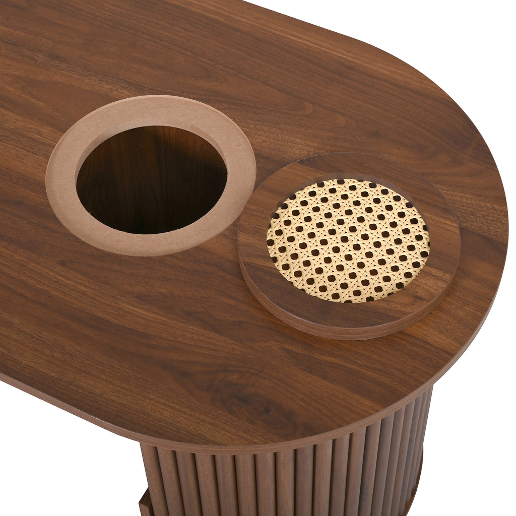 Arvo – Table Basse Organique en Noyer avec Rangement Intégré