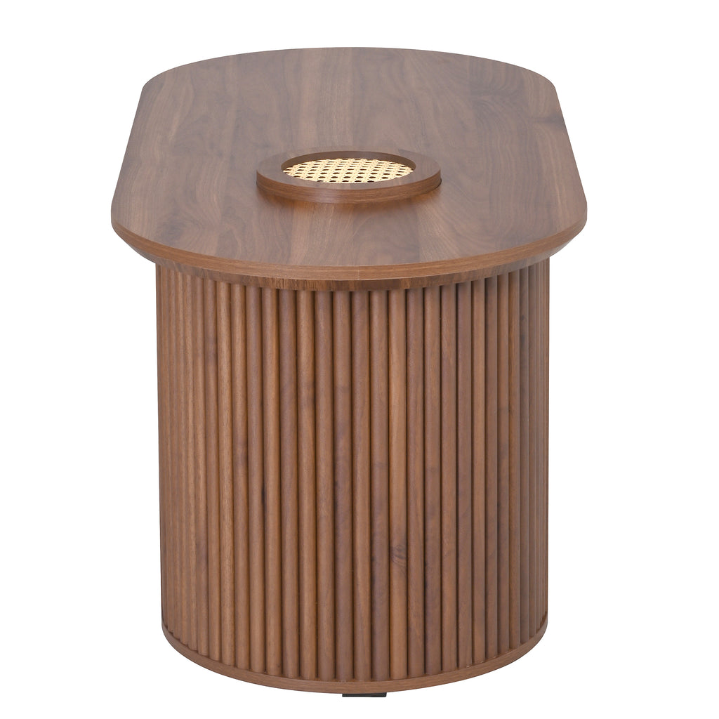 Arvo – Table Basse Organique en Noyer avec Rangement Intégré