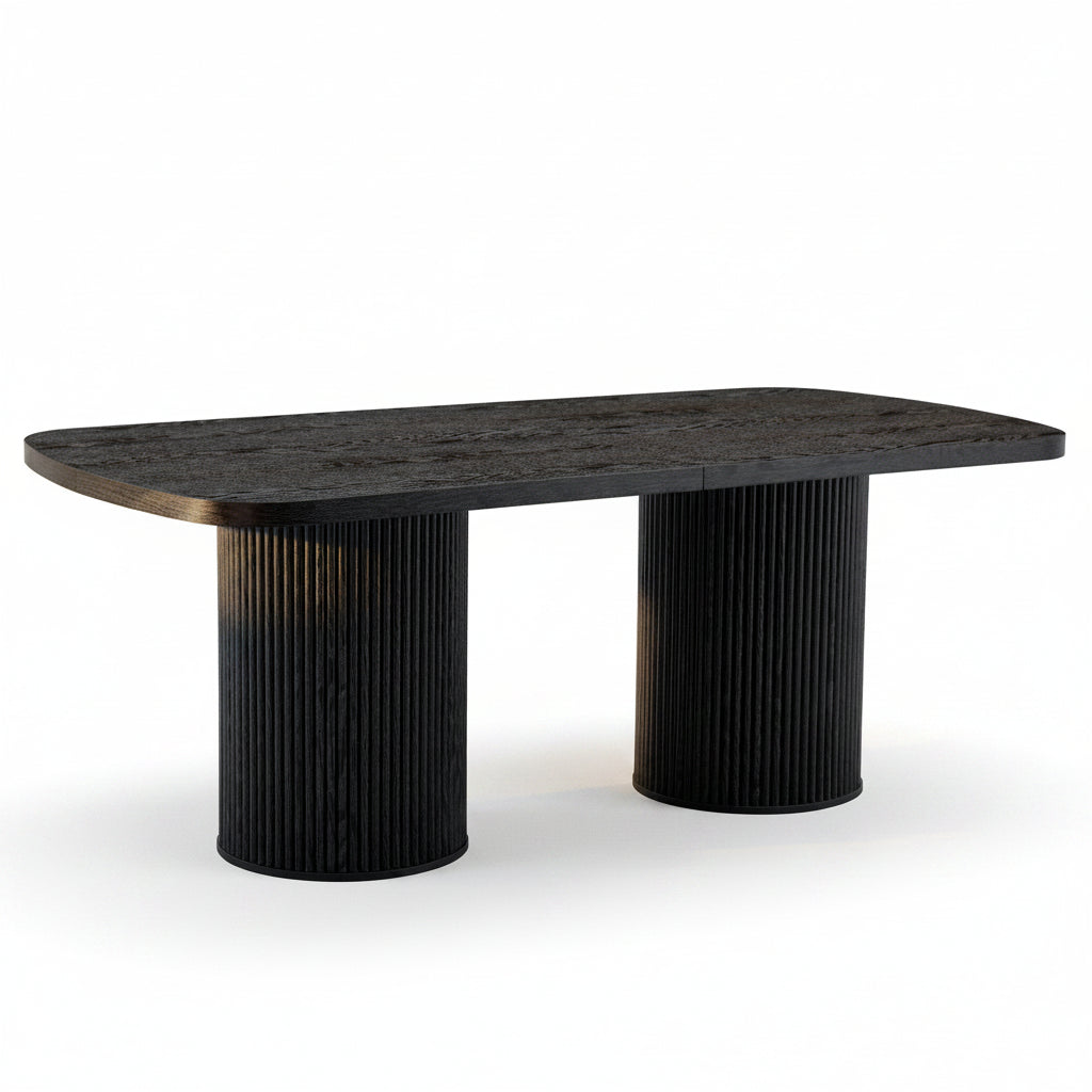 Oria – Table à Manger Ovale Organique 6–8 Personnes Noir Mat