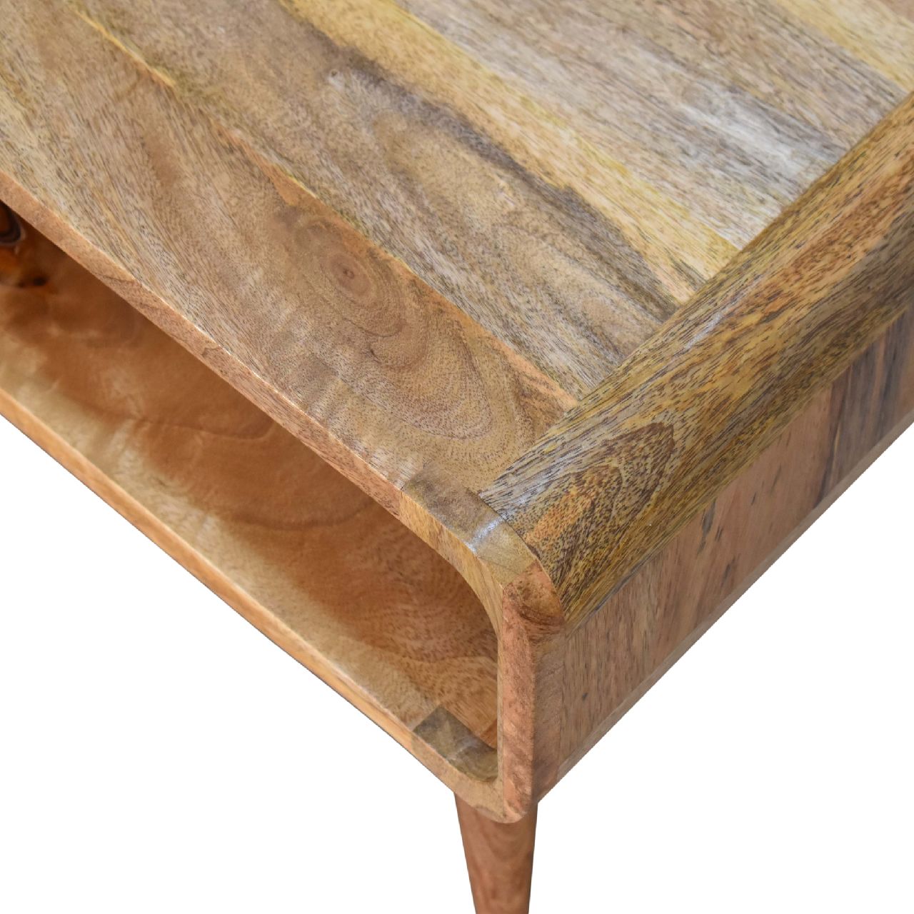 Arvo – Table d’Appoint Scandinave en Bois Massif avec Rangement Ouvert